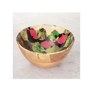 Ensemble de 2 bols de service pour la maison, base en résine nacrée, couleur naturelle, bol en acrylique pour nouilles alimentaires et fruits - Product Image 3