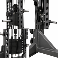 Rack de musculation commercial en acier inoxydable avec système de câbles croisés et pile de poids de 195 kg, stable et durable, base longue