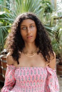 เดรสแขนพองสีชมพูลายดอกไม้เปิดไหล่ชุดเดรสผ้าฝ้ายแต่งระบายระบายอากาศสุภาพสำหรับใส่ไปทำงานในวันหยุดฟรีไซส์ - Product Image 3