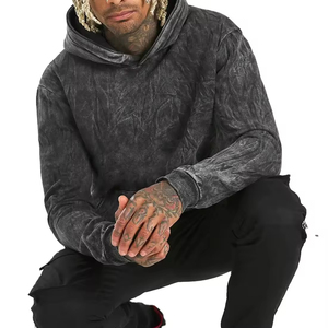 Pull à capuche pour hommes lavé à l'acide Basics Cotton Blended New Style Pattern Hoodies Custom Made OEM Wholesale Supply Process Impex - Product Image 3