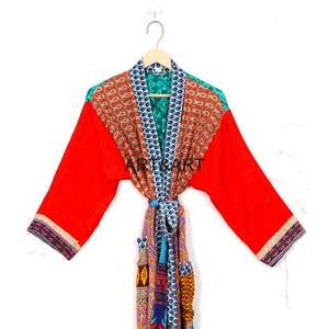 Kimono de Seda Floral Vintage para Mujer, Ropa de Dormir Térmica, Bata, Ropa de Playa, Cubierta de Bikini, Traje de Baño, Verano, Primavera - Product Image 6