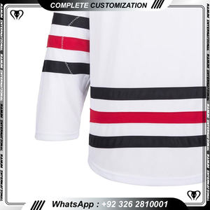 Jersey de hockey sobre hielo con bordado de diseño fresco verde en blanco barato de la Universidad personalizada - Product Image 4