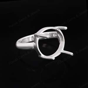 Genuine High Quality 925 Sterling Silver 12mm 4 Prong Setting Semi-Mount Engagement <b>Ring</b> 14k Gold Plated Handmade Custom Jewelry - Product Image 5