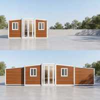Maison conteneur extensible de 30 pieds à aspect bois, maisonnette préfabriquée, villa modulaire