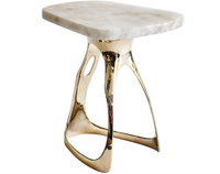 Table d'appoint moderne en métal doré, table basse d'appoint de luxe, mobilier contemporain de style farmhouse pour salle de sport et salon, gonflable