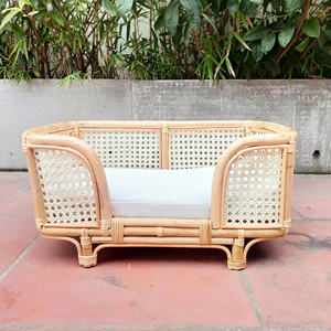 Wholesale Rattan Cane Pet <b>Bed</b> With Cushion Natural Woven Dog <b>Cat</b> Sofa Indoor Decorative Pet Furniture Cozy Comfortable Seat - Product Image 1