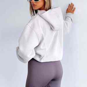 Sweat-shirts à capuche oversize à épaules tombantes pour femmes, prix de gros, hiver, respirant, velours, streetwear, logo personnalisé - Product Image 6