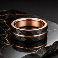 Anillo de Acero de Tungsteno de Primera Calidad JLM, Chapado en Oro Rosa, Martillado, para Hombre y Mujer, Anillo de Boda, Joyería para el Dedo