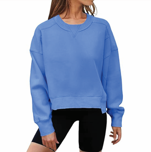Sudadera de algodón de gran tamaño para mujer, Jersey informal de manga larga con cuello redondo, ropa de diario OEM personalizada, sudaderas con capucha al por mayor - Product Image 6