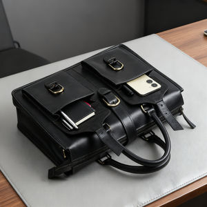 Usine OEM/ODM sac messager en cuir noir pour ordinateur portable mallette diplomate en cuir véritable avec bandoulière réglable - Product Image 5