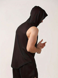 Hoodie sans manches personnalisé pour homme, vêtements de sport imprimés de haute qualité, musculation, coton, entraînement, personnalisable - Product Image 4