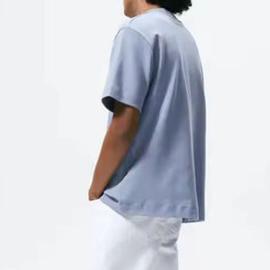Custom <b>Men's</b> Blue Casual Oversized Round Neck Short Sleeve Loose Fit 100% Cotton Streetwear Fashion Basic T-<b>Shirts</b> for <b>Men</b> - Product Image 5