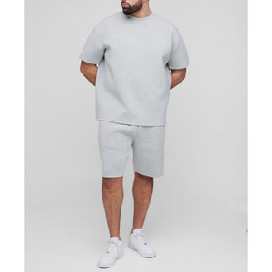 Conjunto de Camiseta y Pantalones Cortos Extra Grandes de Algodón 100% para Hombre, Ropa de Verano Lisa, Transpirable, Informal y Cómoda - Product Image 4