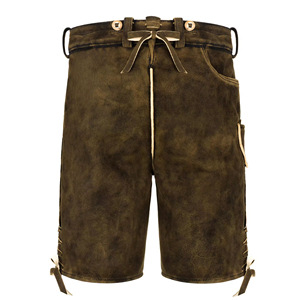 Short Lederhosen pour hommes fabriqué avec des bretelles réglables en faux daim et une broderie parfaite pour les fêtes et les festivals du patrimoine - Product Image 3