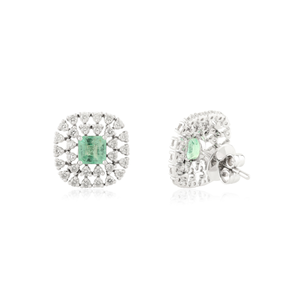 100% Genuine <b>Emerald</b> Diamond <b>Stud</b> <b>Earrings</b> High-Grade Luxurious Customized 14K Solid White Gold Unique Design Fine Jewelry - Product Image 5