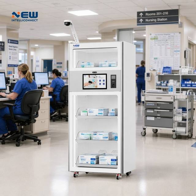 Interventional Radiology RFID Storage Cabinet Real-Time Implant Inventory UHF 840-960MHz 15.6 Inch Touch Screen Multi-Biometric