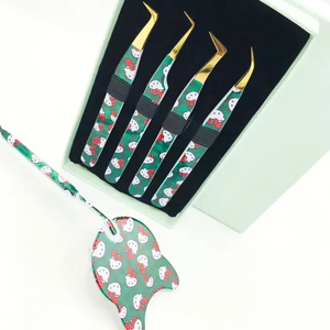 แหนบถอนขนตาสแตนเลสคุณภาพสูงเครื่องมือปลายแม่นยำสำหรับการต่อขนตาทำงานราคาไม่แพง - Product Image 4