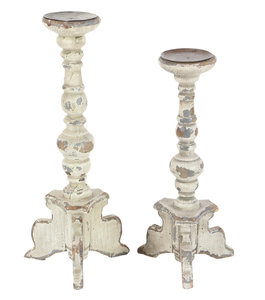 Encantadores candelabros de madera rústica de 2 piezas Base de madera de mango natural para decoraciones de mesa de Navidad y estilo antiguo para el hogar - Product Image 1