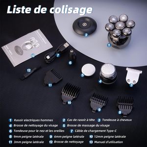 Rasoir Électrique Rotatif pour Hommes avec Base de Recharge Sans Fil, Écran LED, Utilisation Sèche et Humide, Tondeuse à Cheveux, Tondeuse Nez, IPX7 pour le Corps et les Poils du Nez - Product Image 4