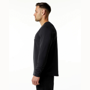 Men's Full Sleeve <b>T</b>-<b>Shirt</b> with O-Neck Collar <b>Black</b> Crew Design <b>Long</b> Ringer Sleeves Blank <b>T</b>-<b>Shirt</b> - Product Image 4