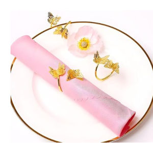 Anillo de servilleta con diseño de mariposa dorada elegante, anillo de servilleta de Metal de calidad superior para hogares, suministros para restaurantes, precio de fábrica - Product Image 1