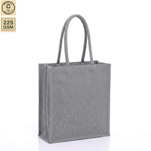 Custom Logo Recycled Laminated Cotton <b>Tote</b> Bag Grey 35x40x15cm Reusable Shopping Promotional <b>Tote</b> Bag Soft Padded Handles Retail - Product Image 1