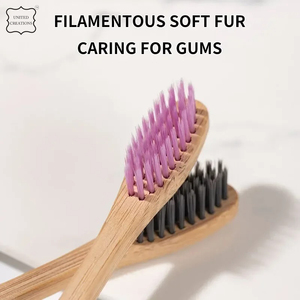 Brosse à dents en bois biodégradable super douce pour adultes Charbon de bambou naturel avec poils doux - Product Image 3
