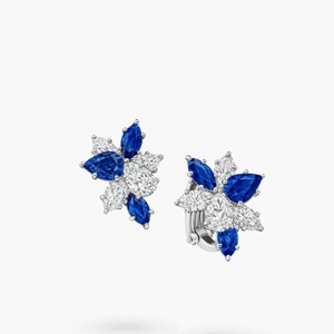 Collier en saphir bleu et diamant, style Winston Cluster, bague de fiançailles en or 14 carats, argent, or rose, taille marquise et poire, cultivée en laboratoire - Product Image 5