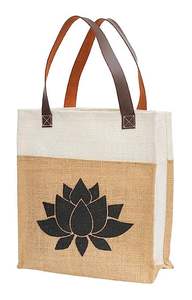 Sacs à provisions en jute écologique avec poignées en cuir véritable Spacieux fabriqués avec soin Solution polyvalente pour un usage quotidien - Product Image 3