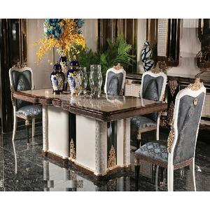 Conjunto de muebles de comedor de aspecto moderno de lujo, conjunto de mesa de comedor de 6 plazas con aspecto francés, mobiliario de comedor tallado de lujo moderno - Product Image 1