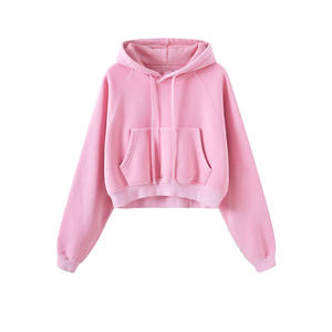 Custom Acid Wash bordado sólido ODM mujer Casual con capucha Oversize Fleece Pullover Hoodie - Product Image 2