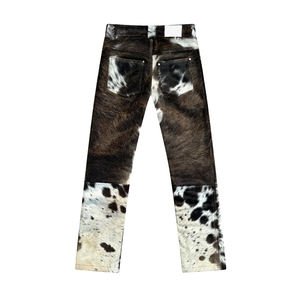 Pantalon d'hiver décontracté en cuir de vachette fait à la main pour femmes taille basse plat devant droit élégant méthode de tissage non tissé de vache - Product Image 4