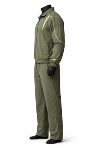 Conjunto Deportivo Cortavientos Verde Oliva para Hombre, Traje Deportivo Ligero de Tela Tejida, Chaqueta con Cierre Completo, Pantalones de Pierna Recta, Logotipo Personalizado OEM - Product Image 4