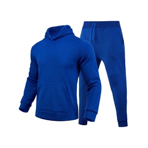 Survêtement d'hiver pour homme, deux pièces, sweat-shirt en coton, jogging, motif uni, vêtements de sport réfléchissants, vente en gros - Product Image 2