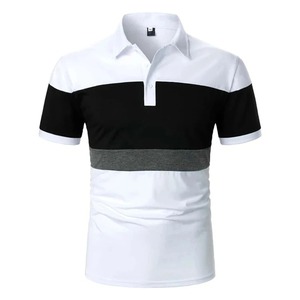 Hommes d'affaires décontracté été à manches courtes pour POLO simple rayures imprimé surdimensionné Jersey mode Streetwear solide vêtements - Product Image 3