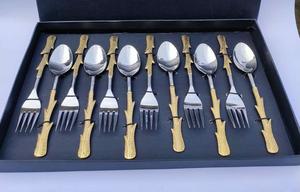 Ensemble de couverts à bord tourbillonnant fait à la main de haute qualité-Laiton en acier inoxydable pour le dessert comprend un cadeau promotionnel - Product Image 2
