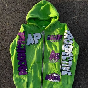 Wholesale Custom Made <b>Hoodies</b> Men Graphic Full <b>Sleeve</b> Print Vintage Wash Unisex Oversized Zipper Hoody Men's Rhinestone <b>Hoodies</b> - Product Image 3