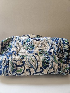 Bolsa de lona informal ecológica grande blanca con tela de algodón azul y cierre de cremallera - Product Image 2