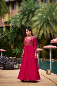 Gulnaar Exquisite Floral Embroidery <b>Womens</b> <b>Kurti</b> Pant Dupatta Set Floor Length Ethnic Wear Beaded Sequin Applique Indian Attire - Product Image 4