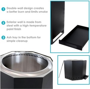 Table de foyer d'extérieur en acier portable rectangulaire de qualité supérieure gril de barbecue en acier corten poêle à bois sans fumée réchauffement de patio - Product Image 6