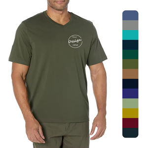 Manufacturer OEM Loose Fit Short Sleeve V <b>Neck</b> 100_ Cotton <b>High</b> Quality Custom Puff Printing Logo <b>T</b> <b>Shirt</b> for <b>Men</b> - Product Image 1