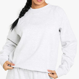 Venta al por mayor personalizado 100% algodón polar mujer sudadera cuello redondo de gran tamaño costura detalle impreso invierno pulóver logotipo frontal - Product Image 1