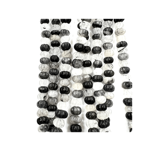 ลูกปัดควอตซ์รูไทล์สีดำธรรมชาติคุณภาพสูง รูปทรงฟักทอง ขนาด 14 นิ้ว ขนาด 8-12 มม. - Product Image 6