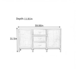 Solid Bamboo <b>Sideboard</b> with Luxury European Design Modern Storage Solution for Home Bar Living Room or <b>Kitchen</b> - Product Image 4