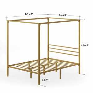 Gold Metal <b>Canopy</b> <b>Bed</b> Frame <b>for</b> Apartment Guest Room Hotel Bedroom - Product Image 3