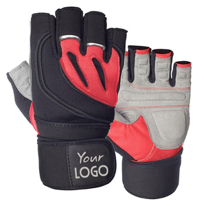 custom <b>weight</b> lifting gloves red gray gym gloves with wrist support padded palm training gloves for men women workout gear - Product Image 1