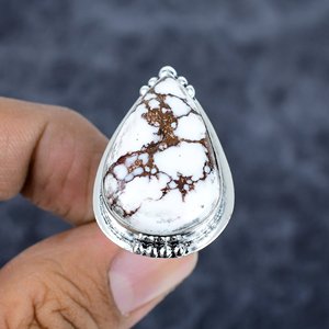 แหวนอัญมณีลูกแพร์เงินสเตอร์ลิง925ม้าป่าทำด้วยมือแหวนโบราณสำหรับผู้ชายผู้หญิงแหวนแต่งงานที่สวยงาม - Product Image 2