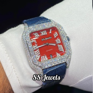 Custom Made Unisex Luxury Business Fashion Square <b>Watch</b> Stainless Steel Strap VVS Moissanite <b>White</b> Diamond Dial Roman Numerals - Product Image 2