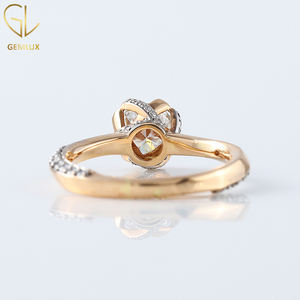 Nouveau Design Art Déco 1CT Round Cut Moissanite Diamond Bague de fiançailles de mariage deux tons pour les femmes - Product Image 4