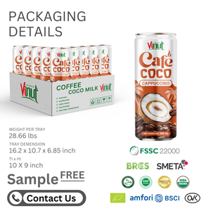 Échantillon gratuit-Café à la vanille Café au lait de coco (250ml, 24 canettes/paquet), Vente en gros Boissons gazeuses Vietnam/OEM de marque privée - Product Image 5